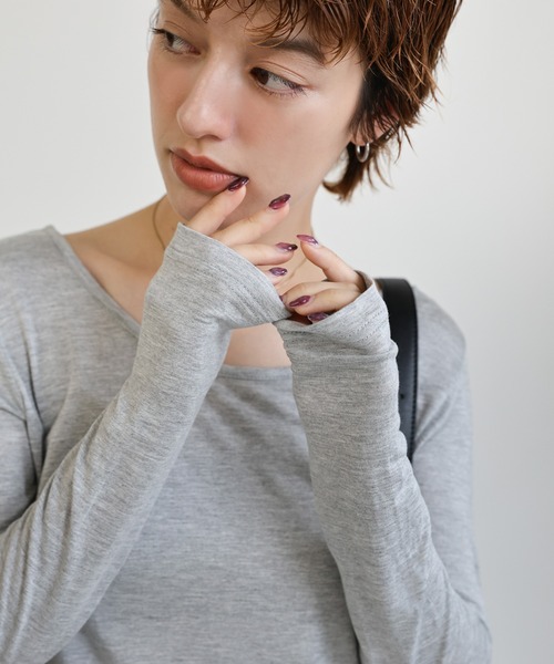 select MOCA(セレクトモカ)の「ホルターキャミレイヤードトップス(Tシャツ/カットソー・レディース・オフホワイト/グレー/ブラック・FREE)」の18枚目の写真