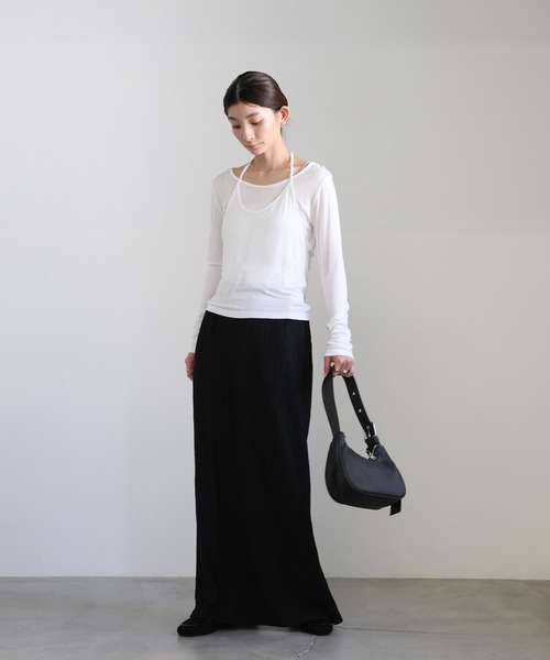 select MOCA(セレクトモカ)の「ホルターキャミレイヤードトップス(Tシャツ/カットソー・レディース・オフホワイト/グレー/ブラック・FREE)」の5枚目の写真