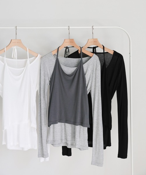 select MOCA(セレクトモカ)の「ホルターキャミレイヤードトップス(Tシャツ/カットソー・レディース・オフホワイト/グレー/ブラック・FREE)」の19枚目の写真