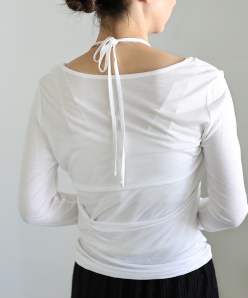 select MOCA(セレクトモカ)の「ホルターキャミレイヤードトップス(Tシャツ/カットソー・レディース・オフホワイト/グレー/ブラック・FREE)」の4枚目の写真