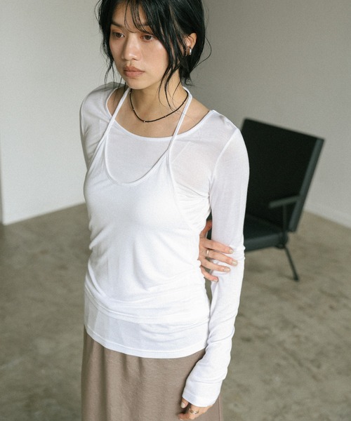 セール】ホルターキャミレイヤードトップス（Tシャツ/カットソー