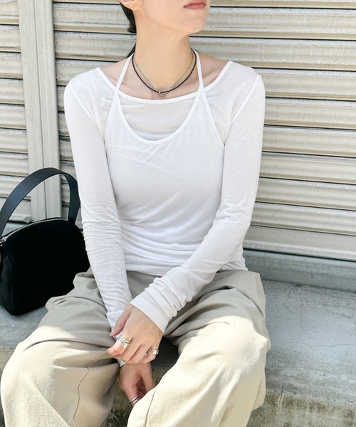 セール】ホルターキャミレイヤードトップス（Tシャツ/カットソー