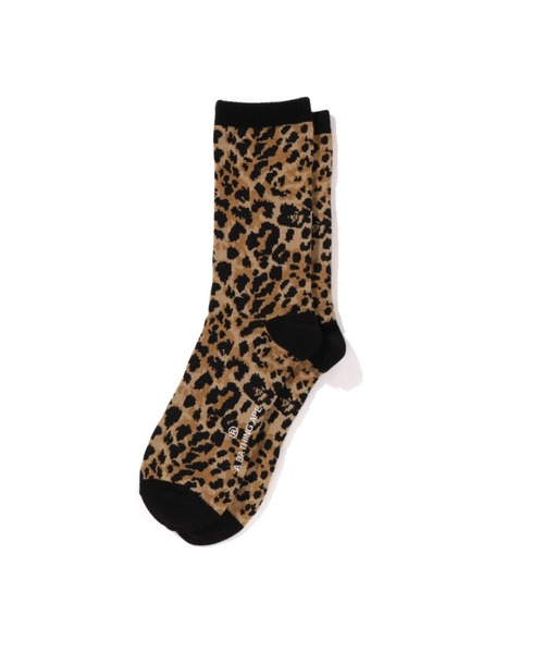 A BATHING APE(アベイシングエイプ)の「WILD LEOPARD PATTERN SOCKS(ソックス/靴下・メンズ・グレー/ネイビー/ベージュ・MEDIUM/LARGE)」の2枚目の写真