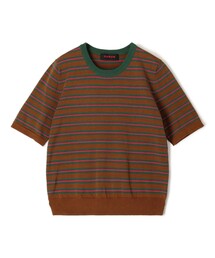 CABaN コットンカシミヤチェックジャカード ハーフスリーブプルオーバー CABaN コットンカシミヤチェックジャカード ハーフスリーブプル