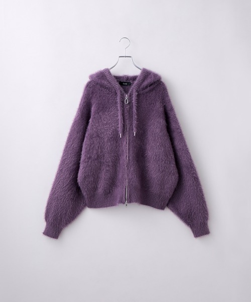 Loose/ルース(ルース)の「ボリュームショート シャギーニットパーカー(パーカー・メンズ・グレー/レッドパープル/ブラック/ブラック系1・S/XS/L/M)」の6枚目の写真