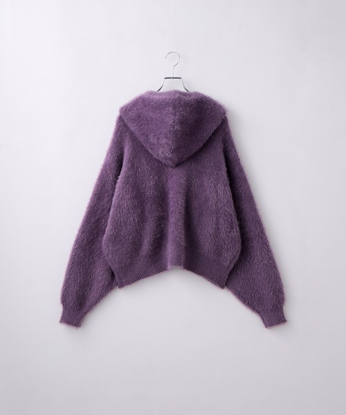 Loose/ルース(ルース)の「ボリュームショート シャギーニットパーカー(パーカー・メンズ・グレー/レッドパープル/ブラック/ブラック系1・S/XS/L/M)」の7枚目の写真