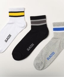 GLAZOS | 【大人向けサイズあり】ショート丈ラインソックス3足セット(ソックス/靴下)
