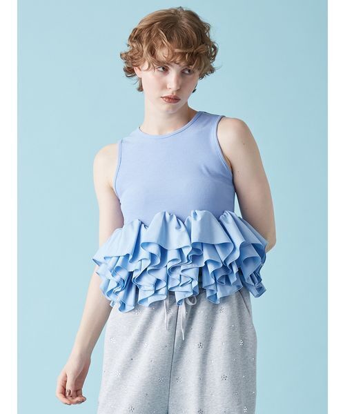 FURFUR（ファーファー）の「ペプラムカットトップス（Tシャツ/カットソー・レディース・ブルー/ブラック/ホワイト・F）」の4枚目の写真