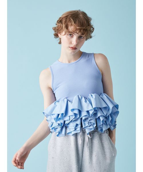 FURFUR（ファーファー）の「ペプラムカットトップス（Tシャツ/カットソー・レディース・ブルー/ブラック/ホワイト・F）」の5枚目の写真