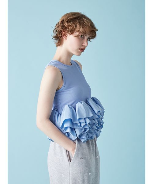 FURFUR（ファーファー）の「ペプラムカットトップス（Tシャツ/カットソー・レディース・ブルー/ブラック/ホワイト・F）」の7枚目の写真