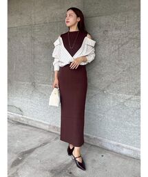 LAGUNAMOON | シャツドッキングリブニットワンピース 秋服(ワンピース)