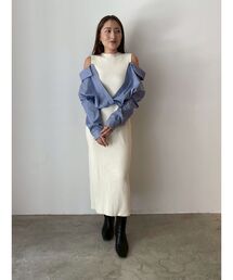 LAGUNAMOON | シャツドッキングリブニットワンピース 秋服(ワンピース)