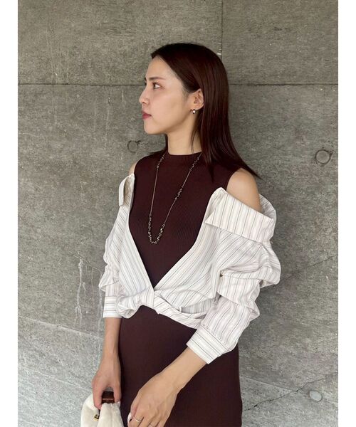 LAGUNAMOON（ラグナムーン）の「シャツドッキングリブニットワンピース（ワンピース・レディース・ブラック/ホワイト/ブラウン・SMALL/MEDIUM）」の20枚目の写真