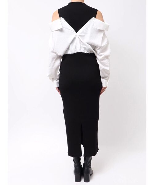 LAGUNAMOON（ラグナムーン）の「シャツドッキングリブニットワンピース（ワンピース・レディース・ブラック/ホワイト/ブラウン・SMALL/MEDIUM）」の6枚目の写真