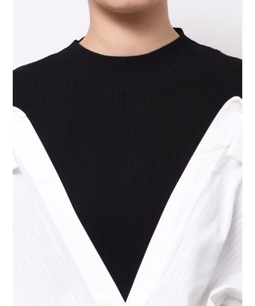 LAGUNAMOON（ラグナムーン）の「シャツドッキングリブニットワンピース（ワンピース・レディース・ブラック/ホワイト/ブラウン・SMALL/MEDIUM）」の7枚目の写真