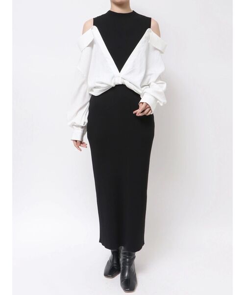 LAGUNAMOON（ラグナムーン）の「シャツドッキングリブニットワンピース（ワンピース・レディース・ブラック/ホワイト/ブラウン・SMALL/MEDIUM）」の16枚目の写真