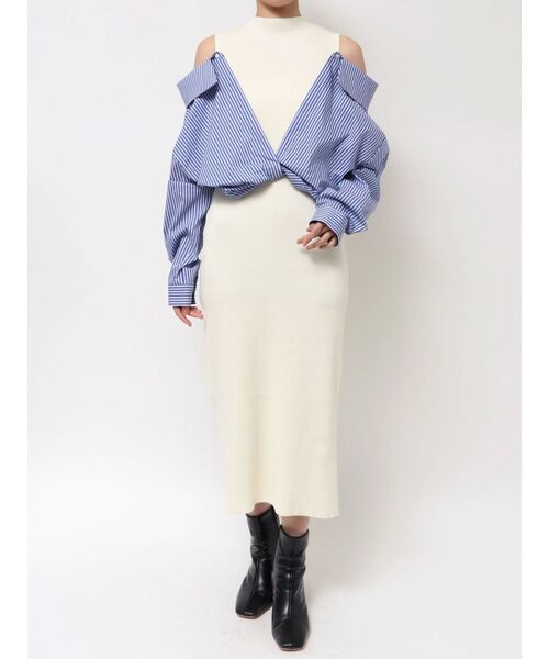 LAGUNAMOON（ラグナムーン）の「シャツドッキングリブニットワンピース（ワンピース・レディース・ブラック/ホワイト/ブラウン・SMALL/MEDIUM）」の17枚目の写真