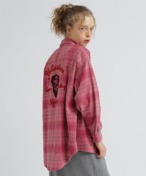 AVIREX(アヴィレックス)の「EMBROIDERY CHECK SHIRT/刺繍チェックシャツ(シャツ/ブラウス・レディース・ネイビー/ピンク/グリーン・F)」の16枚目の写真