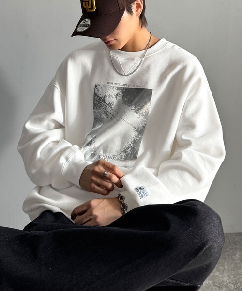 Java（ジャバ）の「《JaVaジャバコラボ》さりげない光沢感が目を惹く♪かすれボックス箔プリントオーバーサイズ裏起毛スウェット（長袖）（スウェット・レディース・オフホワイト/杢グレー・SMALL/MEDIUM/LARGE/X-LARGE）」の17枚目の写真