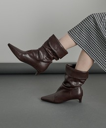 フェイクレザーカフショートブーツ