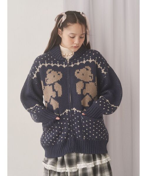 CRIMIE / TORA GLGB JINBEI/カーディガン/M/コットン/BRW/総柄/CR01-02L1-SH04 セール】bear cowichan knit（カーディガン/ボレロ）｜merry jenny