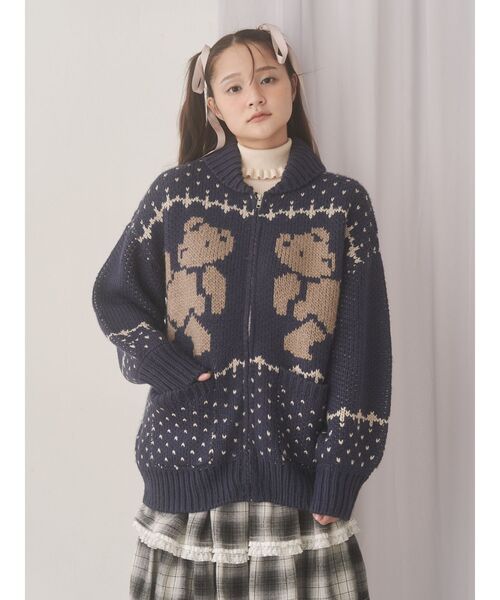 merry jenny（メリージェニー）の「bear cowichan knit（カーディガン