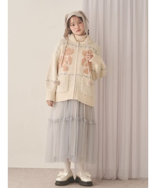 merry jenny（メリージェニー）の「bear cowichan knit（カーディガン/ボレロ・レディース・ライトブルー/アイボリー/ボルドー/ネイビー・FREE）」の15枚目の写真