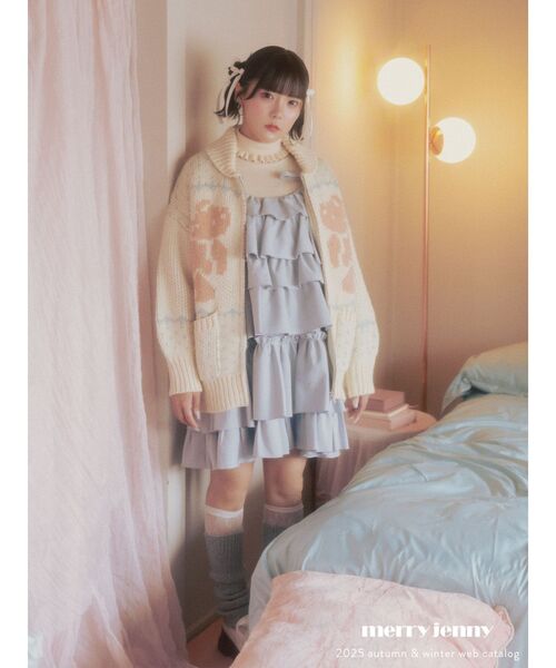 merry jenny(メリージェニー)の「bear cowichan knit(カーディガン/ボレロ・レディース・ライトブルー/アイボリー/ボルドー/ネイビー・FREE)」の13枚目の写真