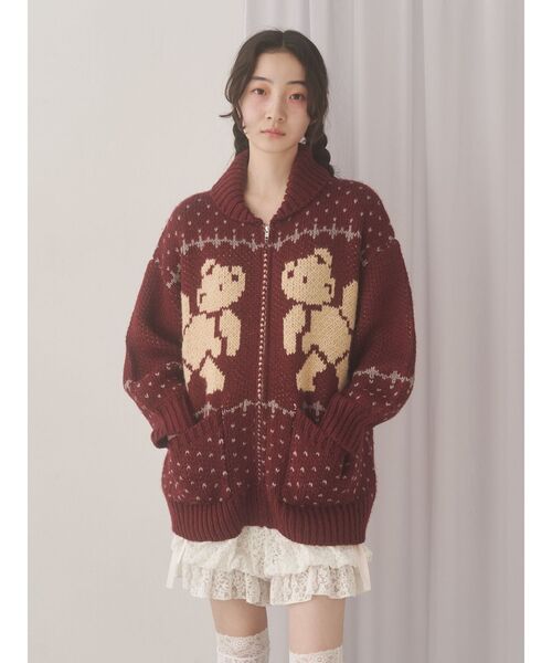 merry jenny（メリージェニー）の「bear cowichan knit（カーディガン