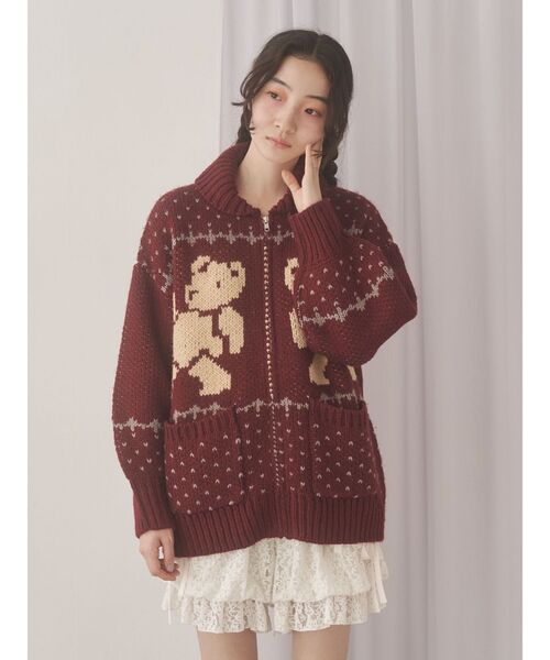 merry jenny まとめ売り ワンピース 付け絵 カーディガン レトロ メリージェニー merry jenny poodleニットカーディガン （ピンク