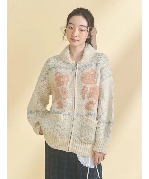 merry jenny(メリージェニー)の「bear cowichan knit(カーディガン/ボレロ・レディース・ライトブルー/アイボリー/ボルドー/ネイビー・FREE)」の14枚目の写真