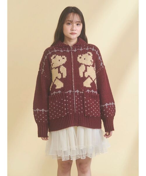 merry jenny(メリージェニー)の「bear cowichan knit(カーディガン/ボレロ・レディース・ライトブルー/アイボリー/ボルドー/ネイビー・FREE)」の17枚目の写真