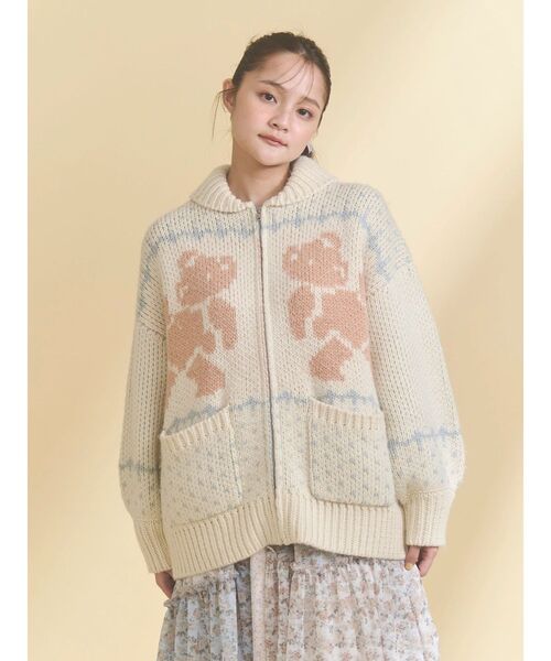 merry jenny(メリージェニー)の「bear cowichan knit(カーディガン/ボレロ・レディース・ライトブルー/アイボリー/ボルドー/ネイビー・FREE)」の19枚目の写真