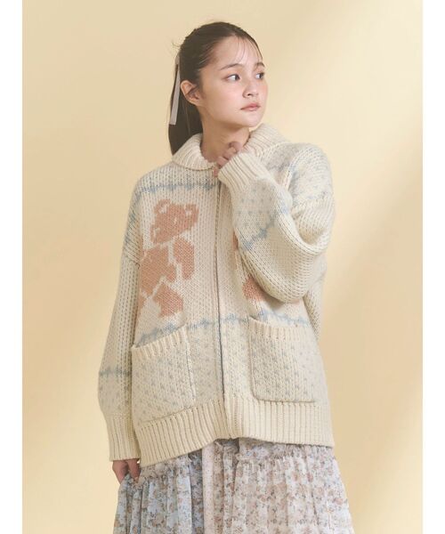 merry jenny(メリージェニー)の「bear cowichan knit(カーディガン/ボレロ・レディース・ライトブルー/アイボリー/ボルドー/ネイビー・FREE)」の20枚目の写真
