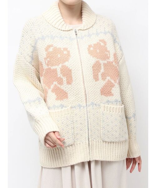 merry jenny(メリージェニー)の「bear cowichan knit(カーディガン/ボレロ・レディース・ライトブルー/アイボリー/ボルドー/ネイビー・FREE)」の11枚目の写真