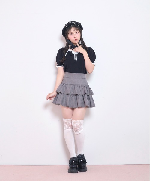 Honey Cinnamon（ハニーシナモン）の「フリルティアードスカパン（スカート・レディース・グレー/ブラック・FREE）」の10枚目の写真