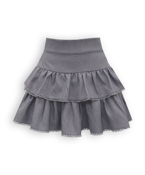 Honey Cinnamon（ハニーシナモン）の「フリルティアードスカパン（スカート・レディース・グレー/ブラック・FREE）」の8枚目の写真