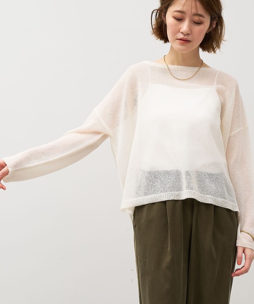 MICA&DEAL（マイカ＆ディール）の「シアーニットプルオーバー（ニット/セーター・レディース・オレンジ/ブラック/アイボリー・FREE）」の4枚目の写真