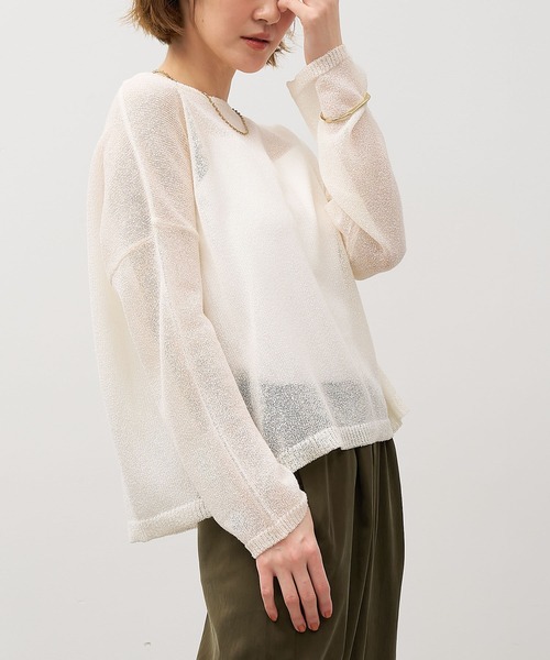 MICA&DEAL（マイカ＆ディール）の「シアーニットプルオーバー（ニット/セーター・レディース・オレンジ/ブラック/アイボリー・FREE）」の5枚目の写真