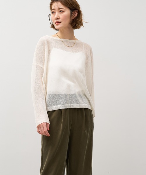 MICA&DEAL（マイカ＆ディール）の「シアーニットプルオーバー（ニット/セーター・レディース・オレンジ/ブラック/アイボリー・FREE）」の7枚目の写真