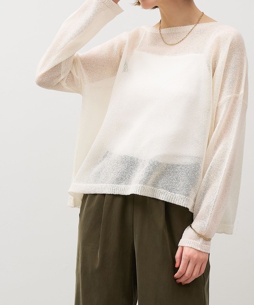 MICA&DEAL（マイカ＆ディール）の「シアーニットプルオーバー（ニット/セーター・レディース・オレンジ/ブラック/アイボリー・FREE）」の8枚目の写真