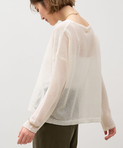 MICA&DEAL（マイカ＆ディール）の「シアーニットプルオーバー（ニット/セーター・レディース・オレンジ/ブラック/アイボリー・FREE）」の10枚目の写真