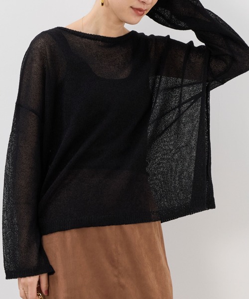 MICA&DEAL（マイカ＆ディール）の「シアーニットプルオーバー（ニット/セーター・レディース・オレンジ/ブラック/アイボリー・FREE）」の11枚目の写真