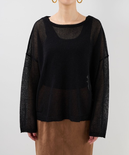 MICA&DEAL（マイカ＆ディール）の「シアーニットプルオーバー（ニット/セーター・レディース・オレンジ/ブラック/アイボリー・FREE）」の16枚目の写真