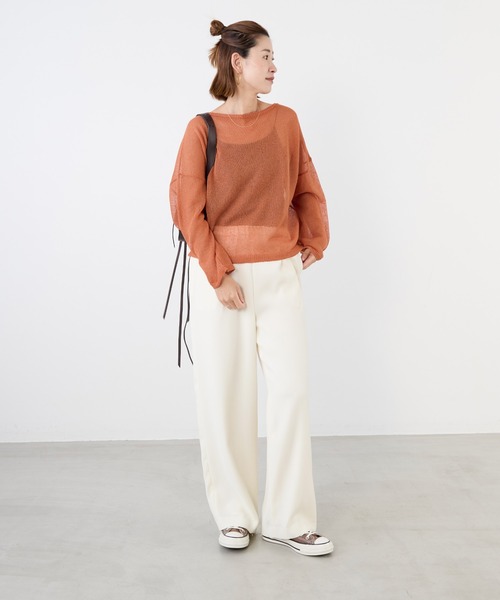 MICA&DEAL（マイカ＆ディール）の「シアーニットプルオーバー（ニット/セーター・レディース・オレンジ/ブラック/アイボリー・FREE）」の22枚目の写真