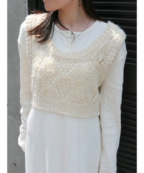 Ungrid（アングリッド）の「ニットレイヤードワンピース（ワンピース・レディース・オレンジ/アイボリー/ブラック・FREE）」の17枚目の写真