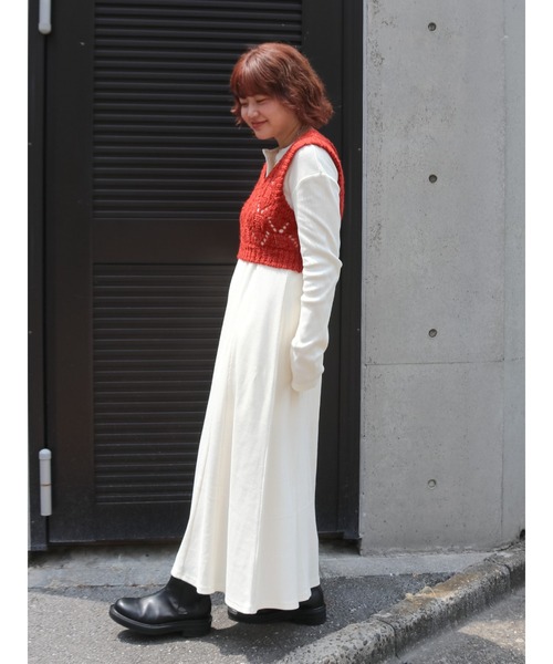 Ungrid（アングリッド）の「ニットレイヤードワンピース（ワンピース・レディース・オレンジ/アイボリー/ブラック・FREE）」の19枚目の写真