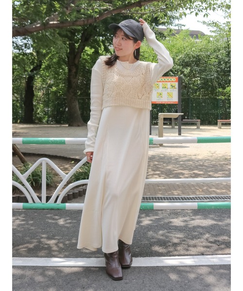 Ungrid（アングリッド）の「ニットレイヤードワンピース（ワンピース・レディース・オレンジ/アイボリー/ブラック・FREE）」の11枚目の写真