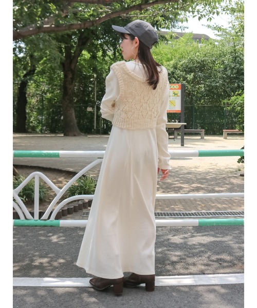 Ungrid（アングリッド）の「ニットレイヤードワンピース（ワンピース・レディース・オレンジ/アイボリー/ブラック・FREE）」の12枚目の写真