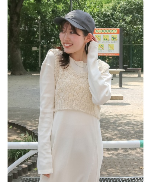 Ungrid（アングリッド）の「ニットレイヤードワンピース（ワンピース・レディース・オレンジ/アイボリー/ブラック・FREE）」の18枚目の写真